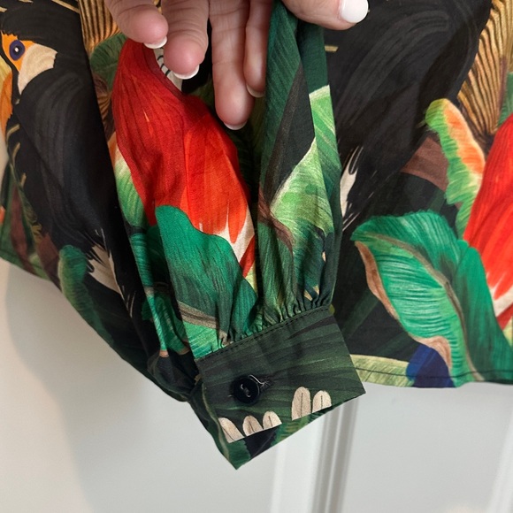 FARM Rio Black Pullover Tunic with Tropical Parrot Print - Picture 5 of 8